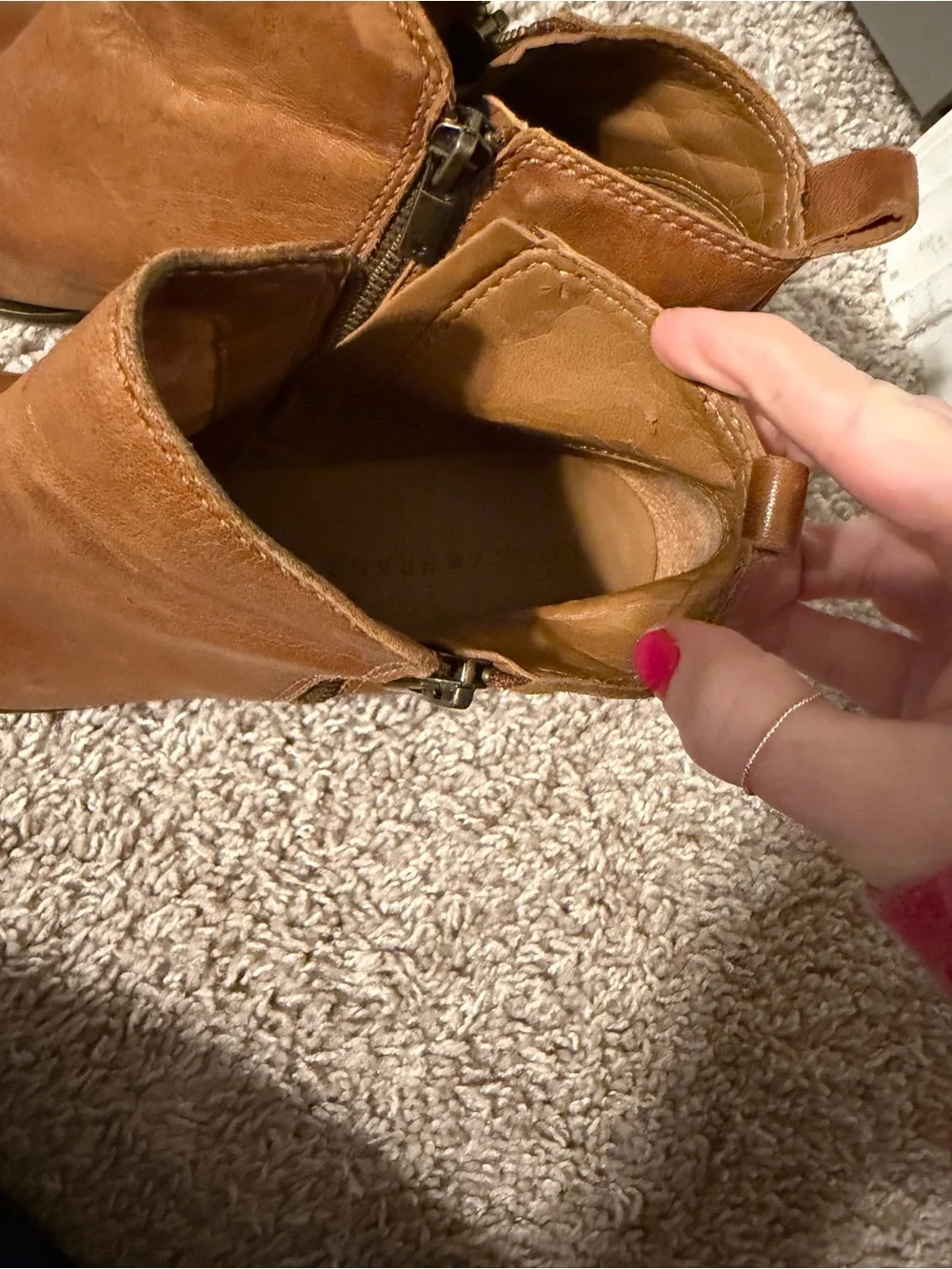 Women’s Lucky Brand Tan Leather Ankle Boots with Side Zip